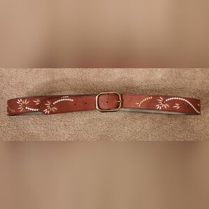 Brown Floral Embroidery Belt